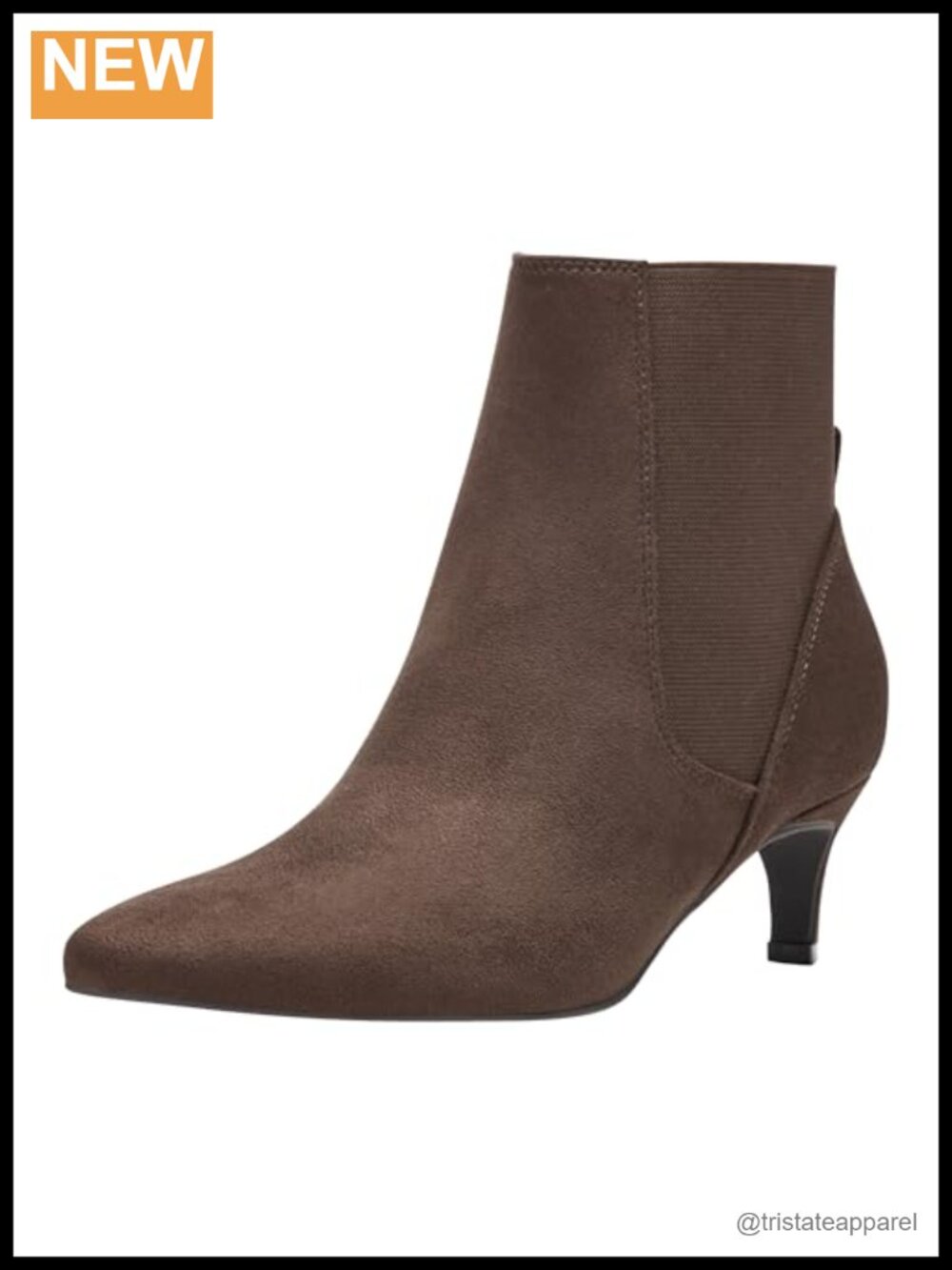 Women Ankle Booties Pointed Toe Stiletto Heel Faux Suede Pull-On